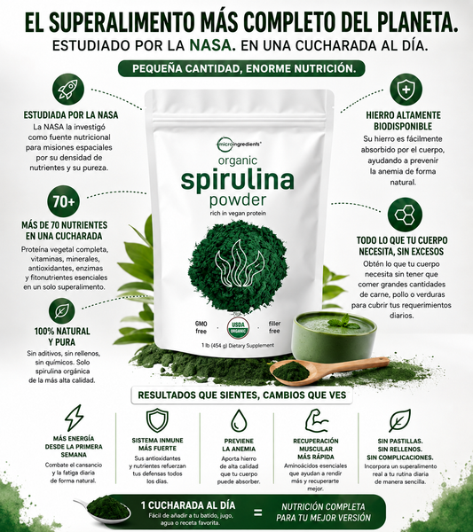 Spirulina Orgánica 100% Pura | El Superalimento que tu Cuerpo Necesita